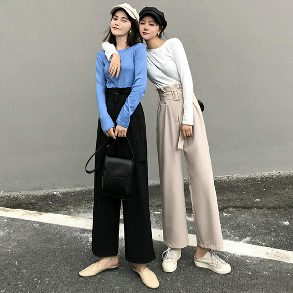 Stílusos női széles nadrág, magas derékkal, két színben