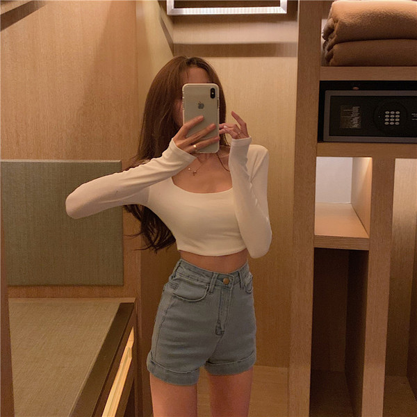 Blugi scurti dama casual cu talie inalta in doua culori