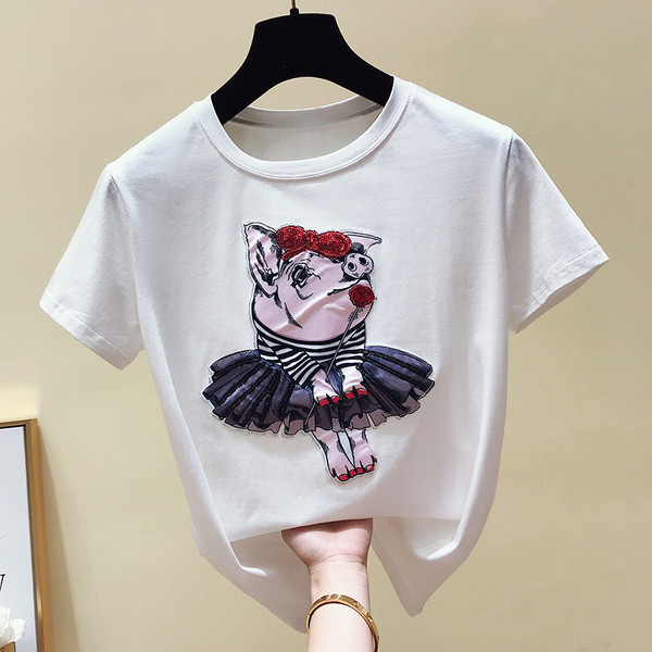 Γυναικείο μπλουζάκι με κεντήματα σε λευκό και μαύρο