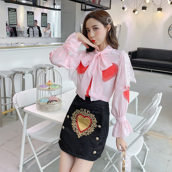 Fusta de dama modern model nou in negru cu broderie