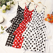 Modern női pöttyös ruha három színben