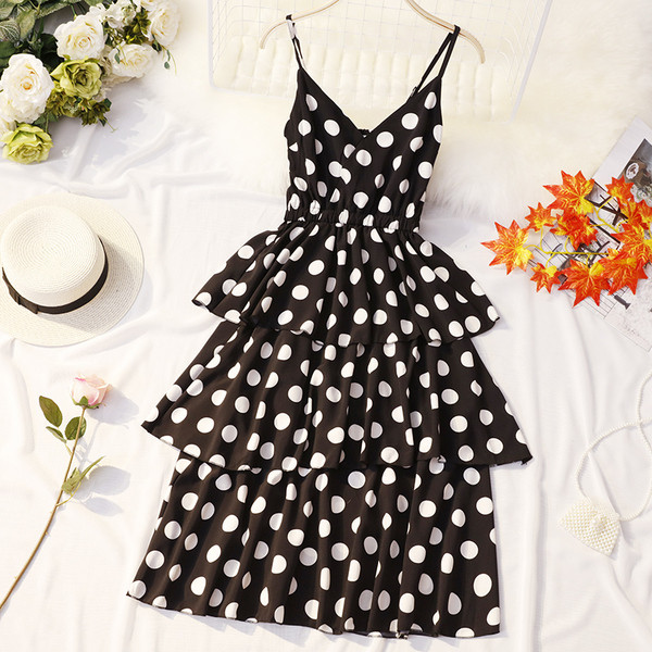 Modern női pöttyös ruha három színben