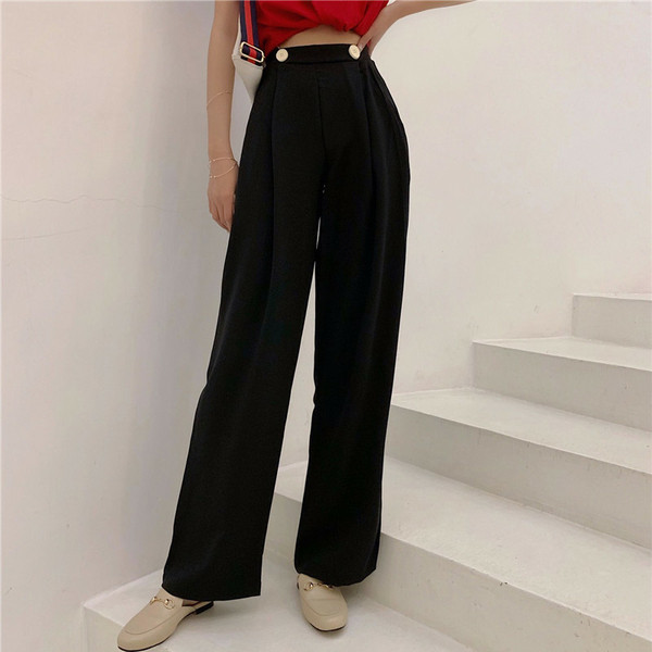 Stílusos női nadrág magas derékkal és gombokkal