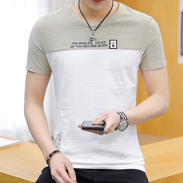 Aktuális férfi póló feliratokkal és rárakással három színben