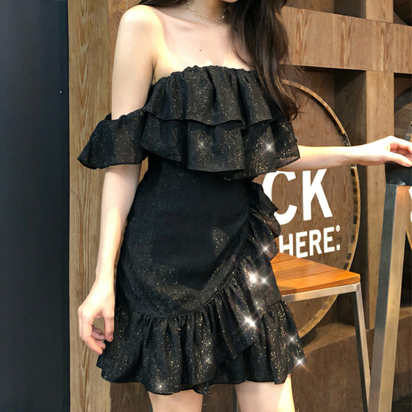 Rochie elegantă de damă, în două culori, cu mâneci căzute