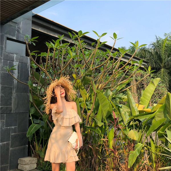 Rochie elegantă de damă, în două culori, cu mâneci căzute