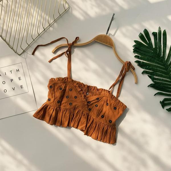 Top scurt de dama cu broderie in diferite culori