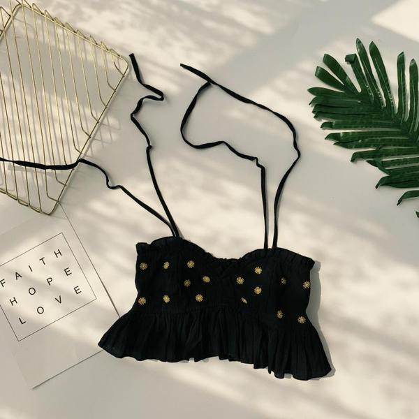 Top scurt de dama cu broderie in diferite culori