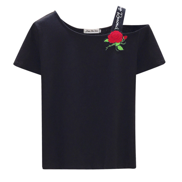 Κομψά γυναικεία μπλουζάκια με κέντημα σε κίτρινο, λευκό και μαύρο χρώμα