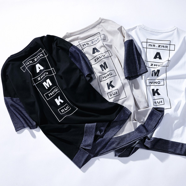 Férfi póló O-nyakkal és feliratokkal, három színben