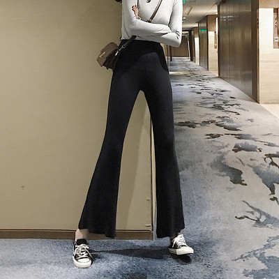 Pantaloni moderni de dama cu talie inalta in negru si gri