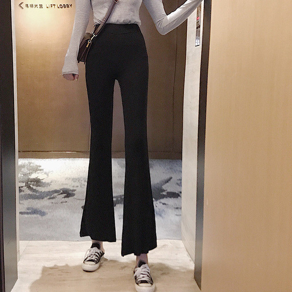 Pantaloni moderni de dama cu talie inalta in negru si gri