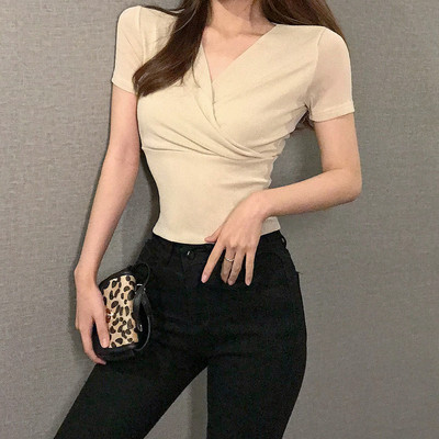 Modern női fényes blúz rövid ujjal több színben