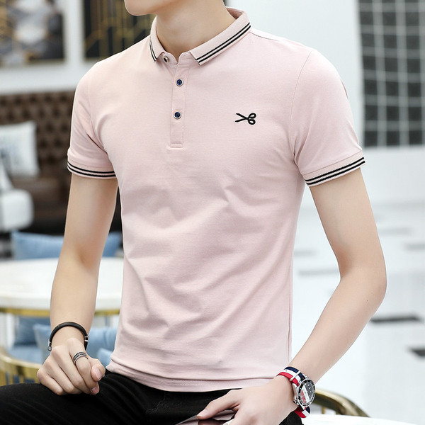 Férfi póló három színben hímzéssel és gombokkal