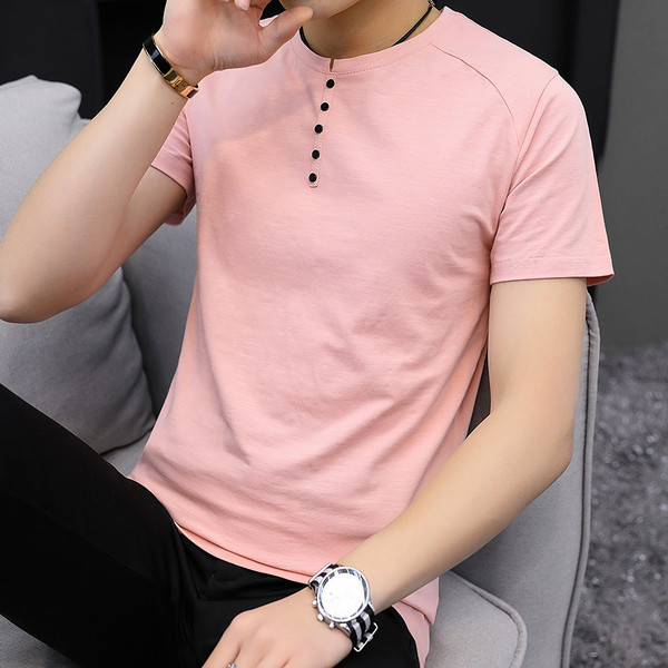 Modern férfi póló gombokkal, négy színben