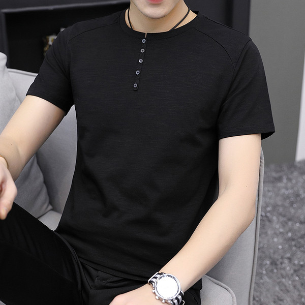 Modern férfi póló gombokkal, négy színben