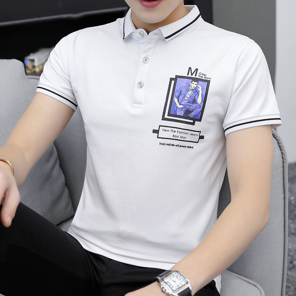 Tricou barbatesc cu aplicatie si nasturi in patru culori