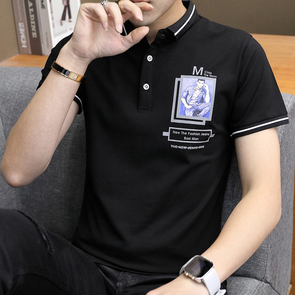 Tricou barbatesc cu aplicatie si nasturi in patru culori