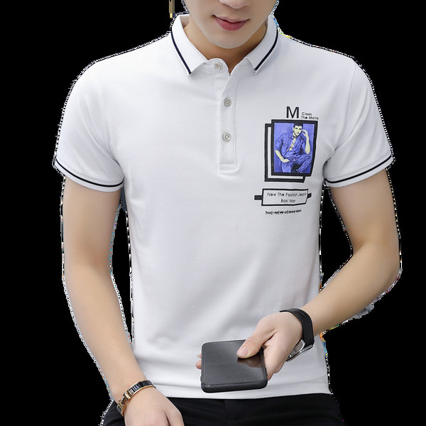 Tricou barbatesc cu aplicatie si nasturi in patru culori