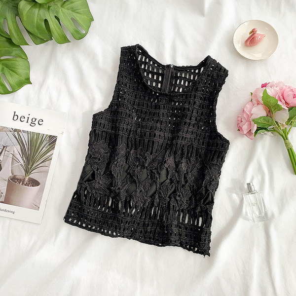 Maieu elegant de damă, cu bretele largi, în alb-negru