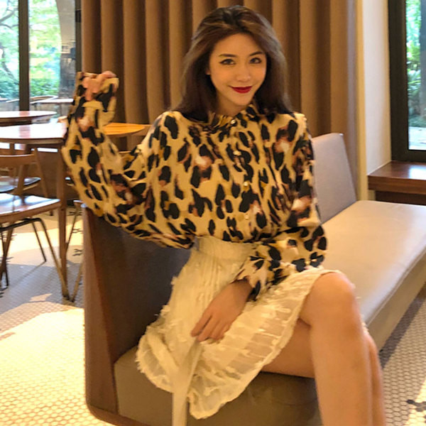 Cămașă elegantă de damă cu model leopard în două culori