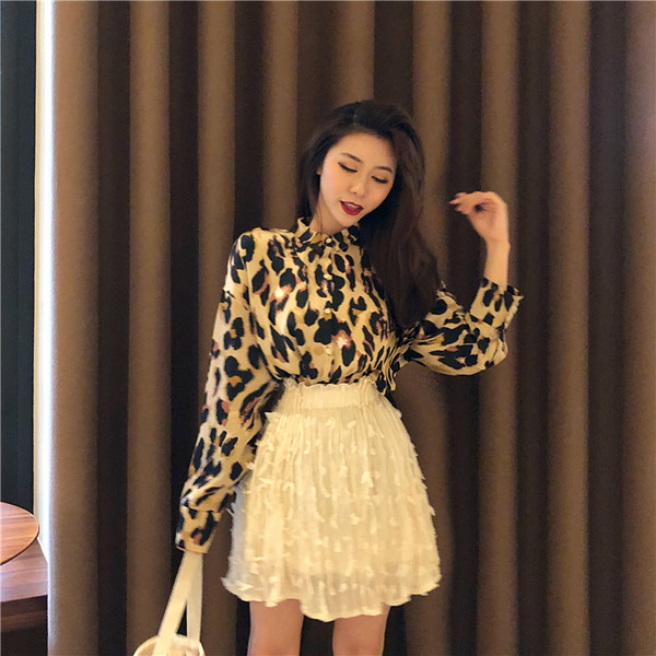 Cămașă elegantă de damă cu model leopard în două culori