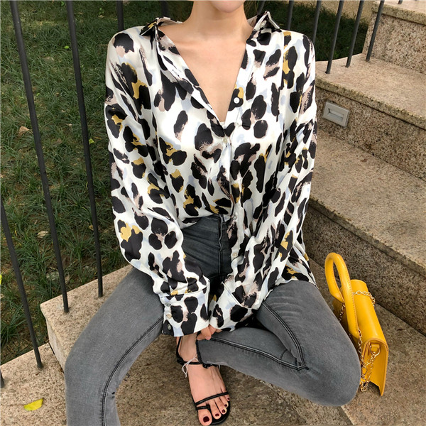 Cămașă elegantă de damă cu model leopard în două culori