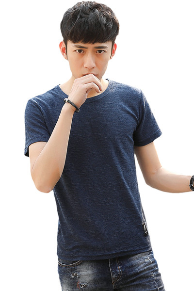 Férfi póló kék és szürke emblémával