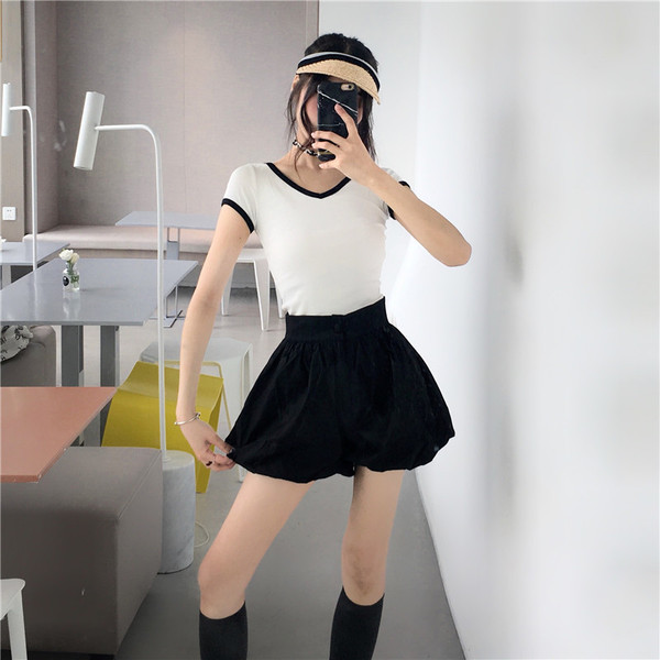 Tricou casual dama in trei culori cu margini colorate