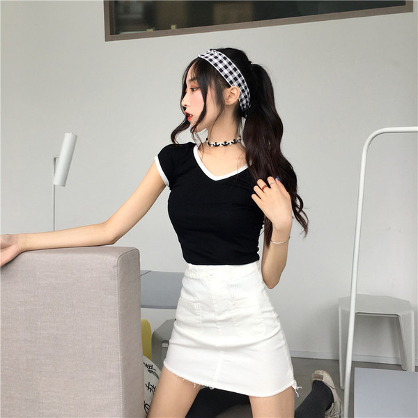 Tricou casual dama in trei culori cu margini colorate