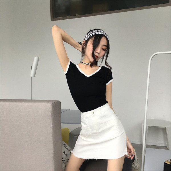 Tricou casual dama in trei culori cu margini colorate