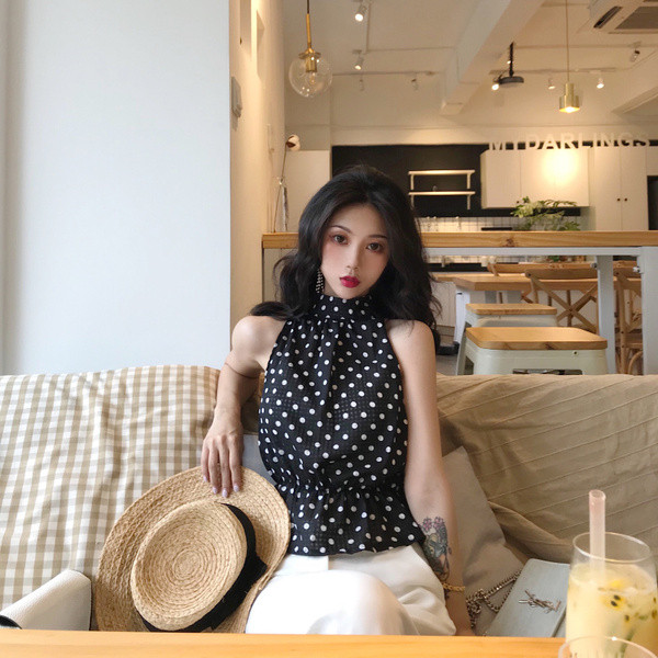 Maiou elegant de damă, în două culori, cu o panglică pe spate