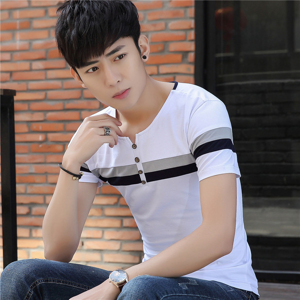 Tricou barbatesc modern cu nasturi in trei culori