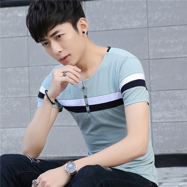 Tricou barbatesc modern cu nasturi in trei culori