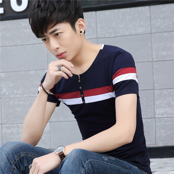 Tricou barbatesc modern cu nasturi in trei culori