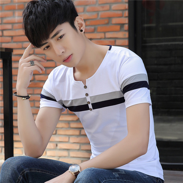 Tricou barbatesc modern cu nasturi in trei culori