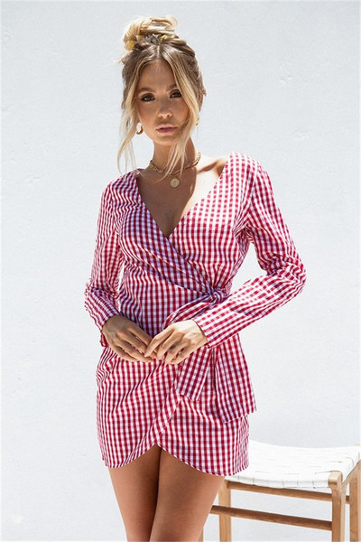 Kockás női ruha hosszú ujjal