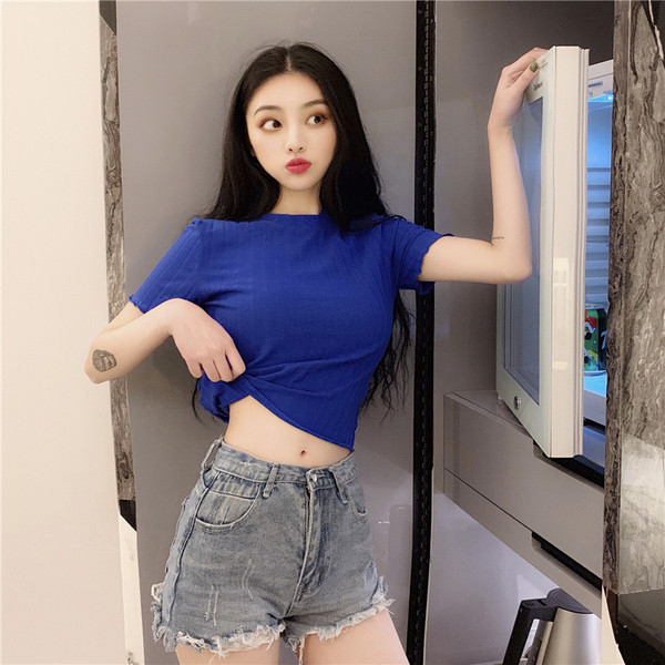 Sima, rövid ujjú női póló négy színben