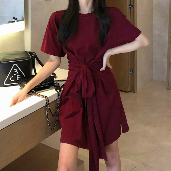 Rochie simpla de dama cu maneci scurte in doua culori