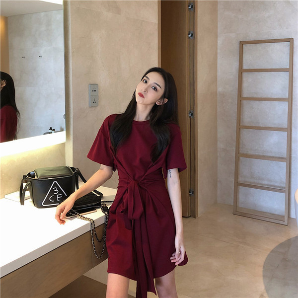 Rochie simpla de dama cu maneci scurte in doua culori