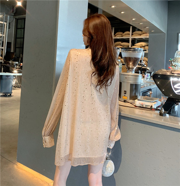 Rochie eleganta de dama cu paiete si panglica