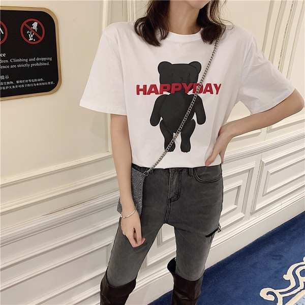 Tricou casual dama cu inscriptie gri si alb