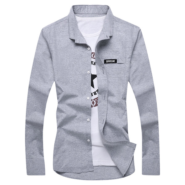 Cămașă elegantă pentru bărbați, cu mâneci lungi și emblemă-trei culori