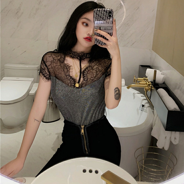 Bluza de dama eleganta cu dantela in doua culori