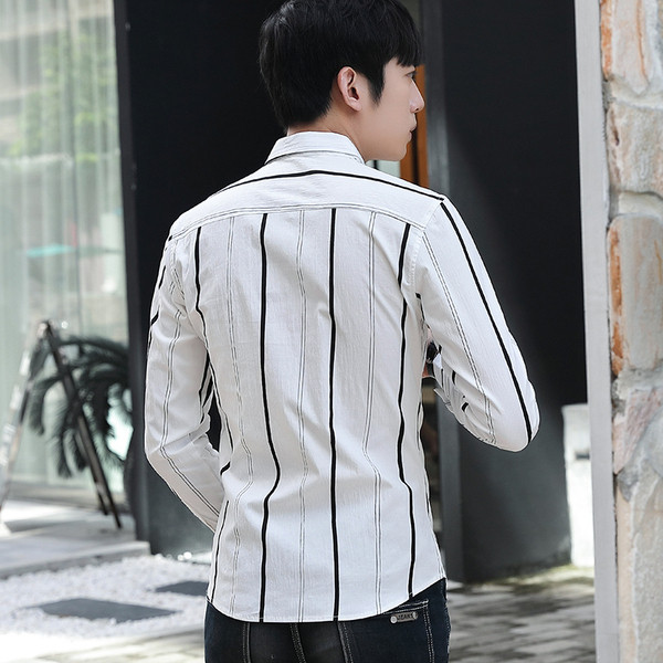 Modern férfi hosszú ujjú ing szürke és fehér színben