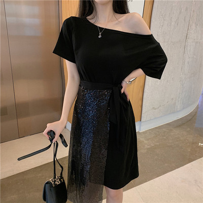 Modern női aszimmetrikus ruha két színben