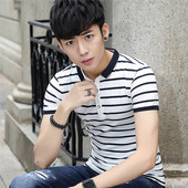 Férfi csíkos póló gombokkal, két színben