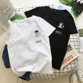 Hímzéssel és O-nyakú női alkalmi póló három színben