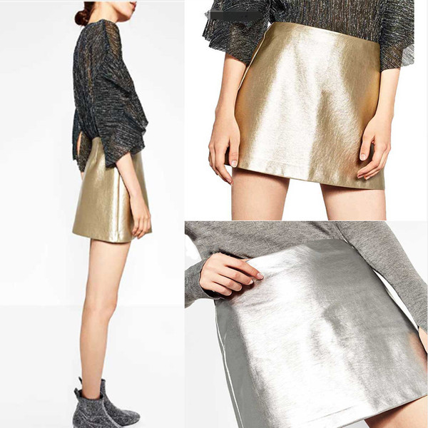 Fusta de dama actuala de culoare auriu si argintiu