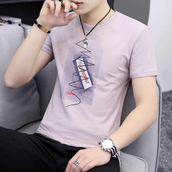 Tricou barbatesc modern cu aplicare in doua culori